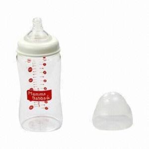 Quality Babies' Glass Feeding Bottle, BPA-free, with Wide Mouth wholesale