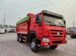 6-8L Engine Capacity Used HOWO Dump Truck 12 Tires Tipper Trucks 6X4 in Red