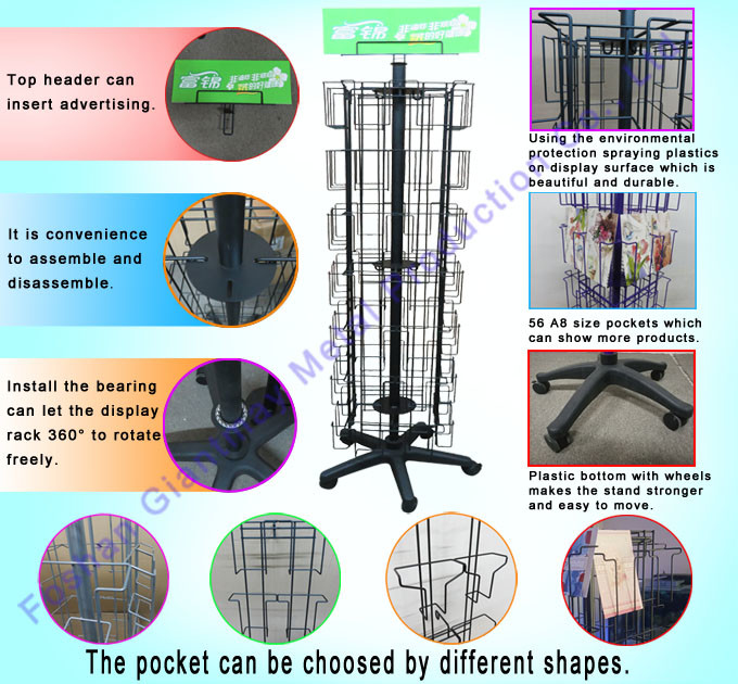 56 Pockets Metal Wire Racks For Sale Greeting Card Stand