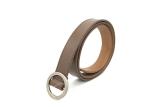 Taupe Color Women's Fashion Leather Belts With Simple Silver Round Buckle 2.5cm