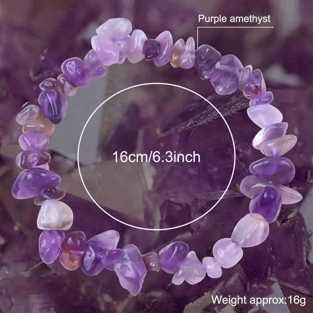 Handmade Chips Gravel Stone Bracelet Irregular Amethyst Healing Energy Jewelry