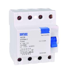 Quality ST4L364 4 Pole RCCB Circuit Breaker , 6KA Automotive Circuit Breaker wholesale