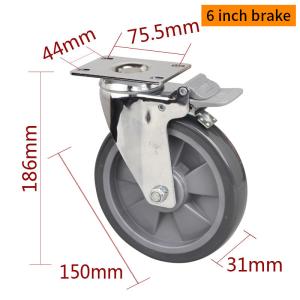 Quality EDL Industrial Plate Swivel Casters 150mm 6inch 130kg Load Chrome Coating wholesale