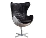 Brown Black Vintage Aviator Leather Egg Chair Adjustable Height