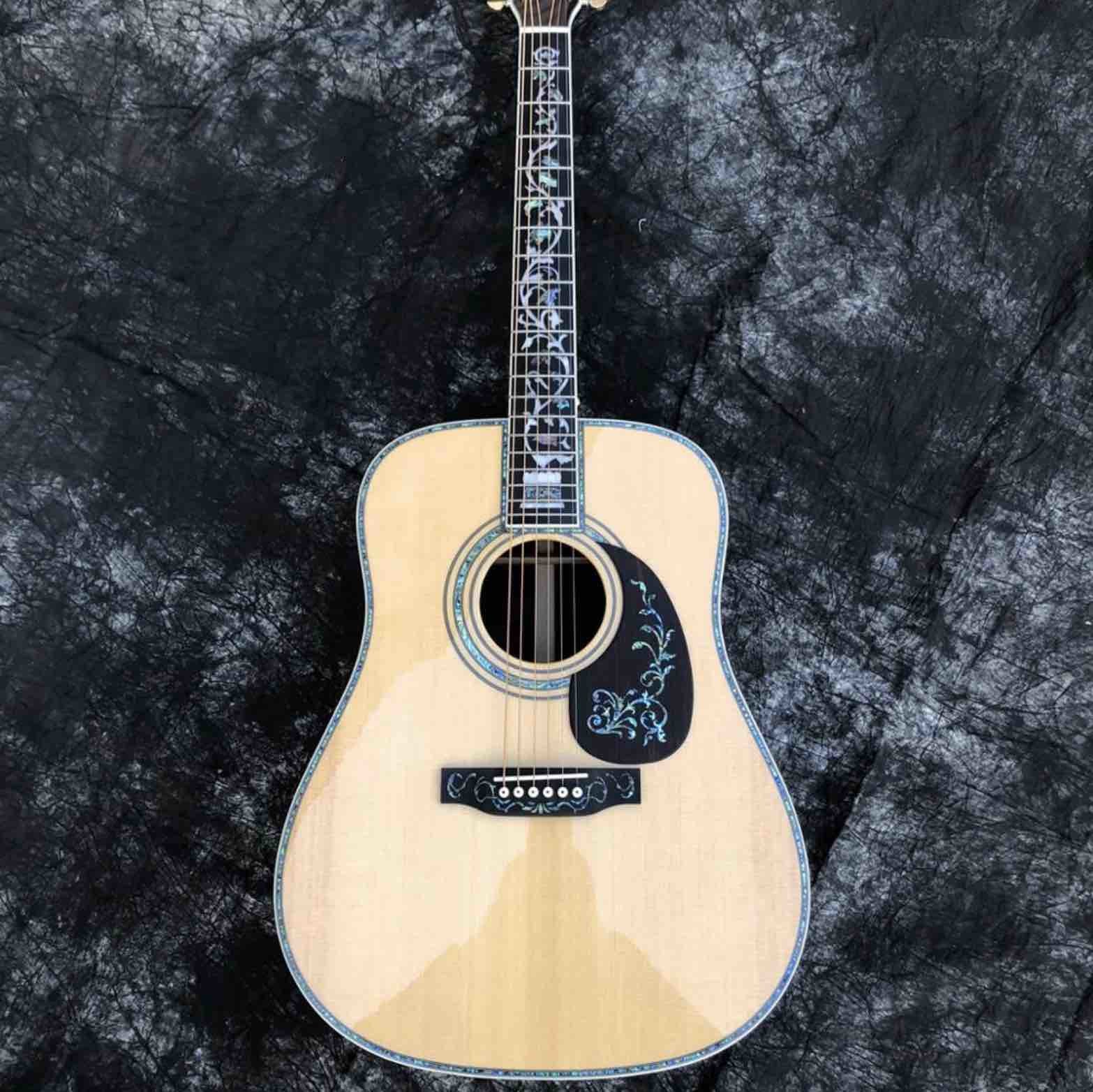 D style 41 inch solid spruce deluxe Abalone inlay acoustic guitar