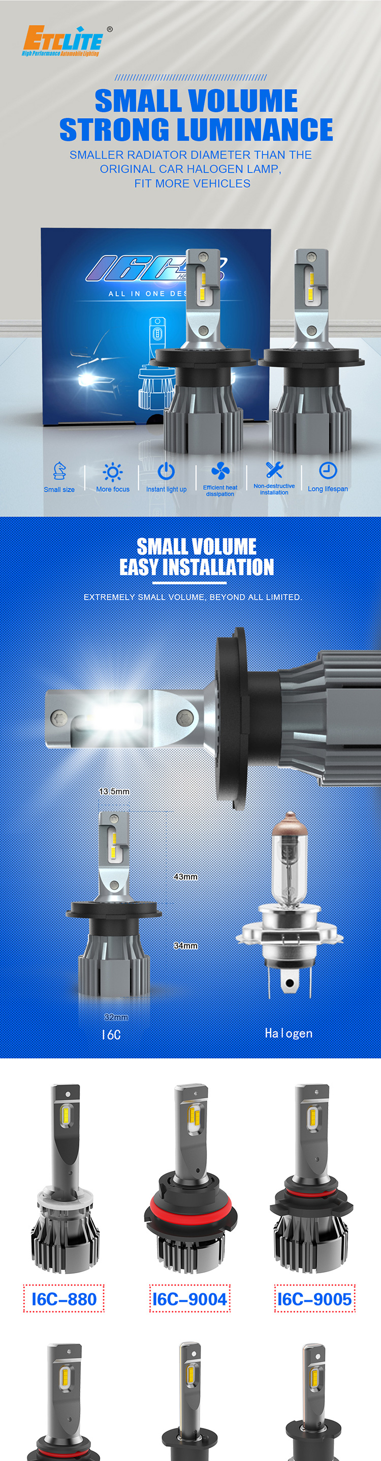 Adjustable H4 9003 Led Headlight Bulb With Fan 8000Lm Dual Color