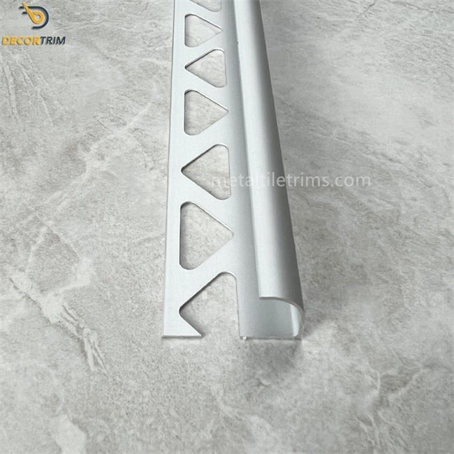 Matt Silver Aluminium Tile Trim 12.5mm 1/2'' Curved Edge 2.44meters