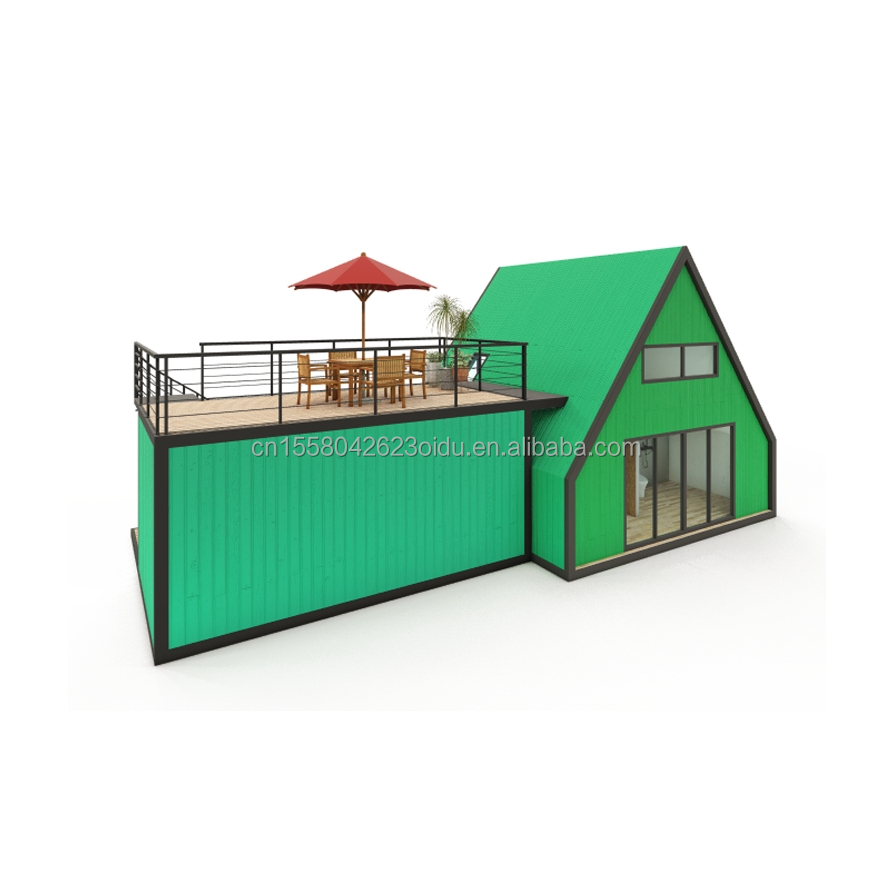 Villa Living or Hotel Elegant Residential Prefab Container House with Aluminum Alloy Windows in Steel Triangle Design