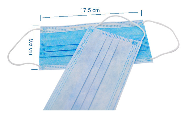 Anti Dust Disposable Surgical Face Mask Earloop 3 Ply Non Woven 17.5x9.5cm Size