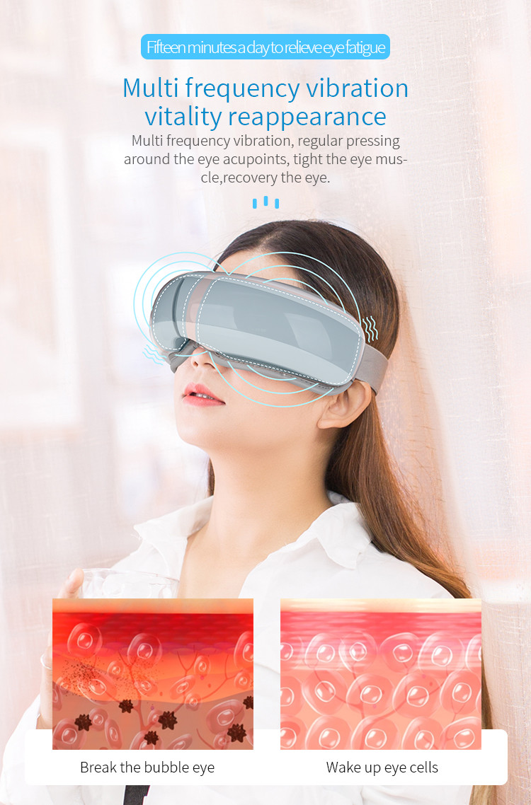 1200mAh Electric Stress Therapy Electric Eye Massager Soft PU Eye Care
