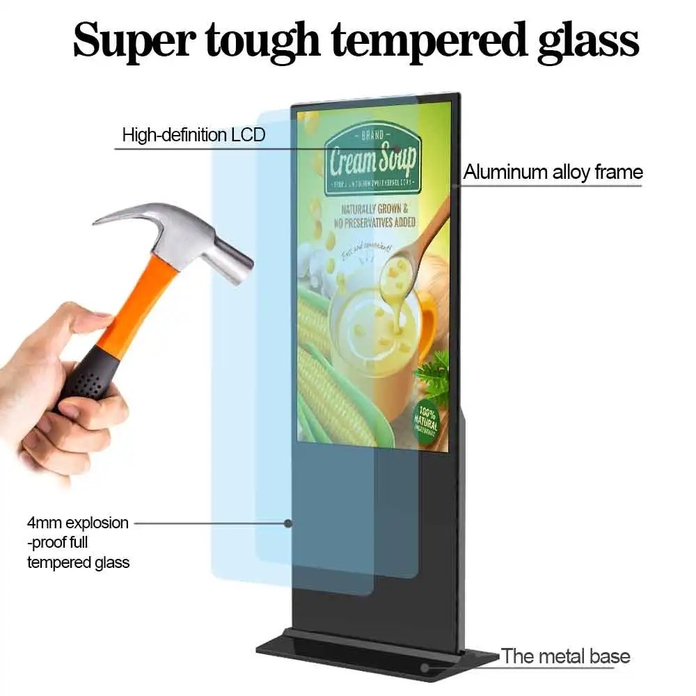 Colorful High Brightness Floor Standing Touch Screen Kiosk Android 7.1 9.0 11