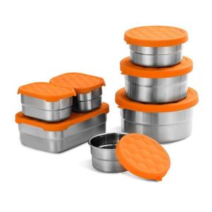Quality 350ml Metal Food Storage Containers Stackable With Leak Proof Silicone Lids wholesale
