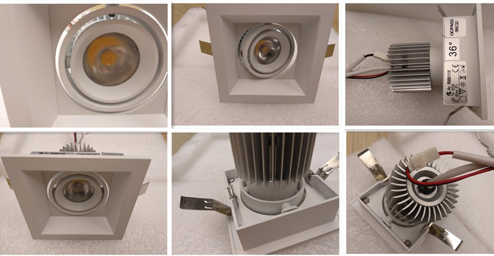 Square 7W 2700K LED Recessed Ceiling Downlight With Tiltable 25deg