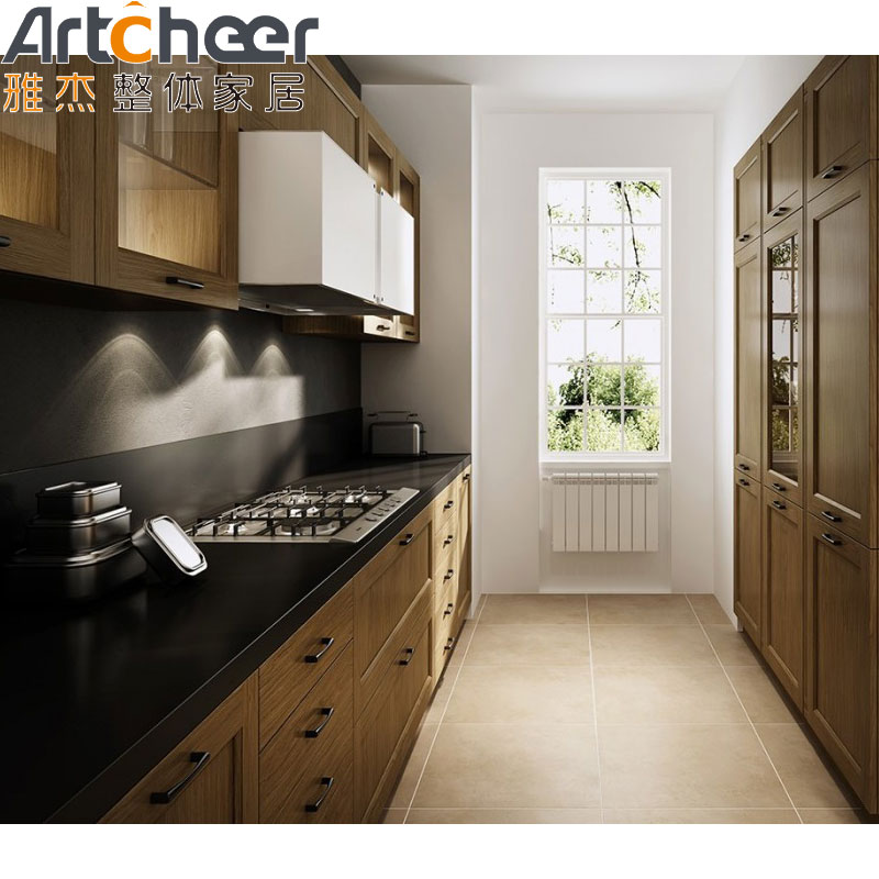 Customized Color LED Cabinet Italian Style Home Kitchen Cabinet with Classical Design
