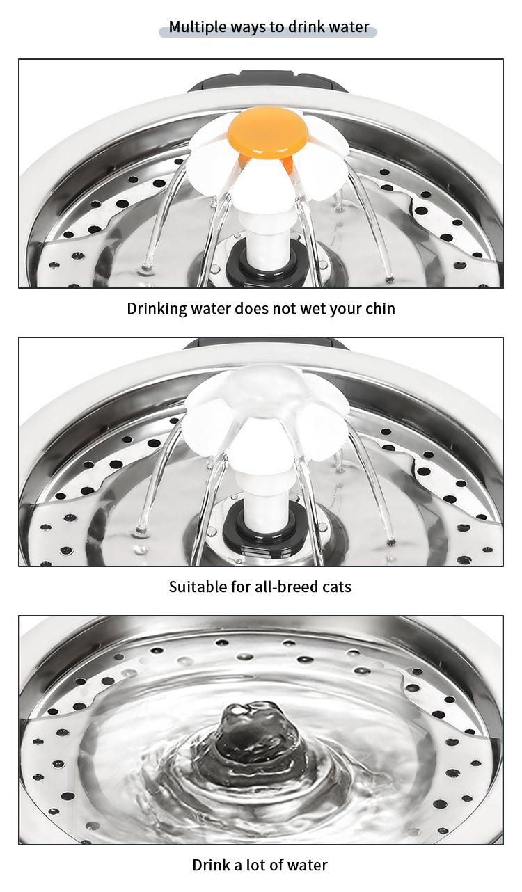 Pet Water Fountain 2.5L Volume Stainless Steel Material No Time Setting Nozzles Included