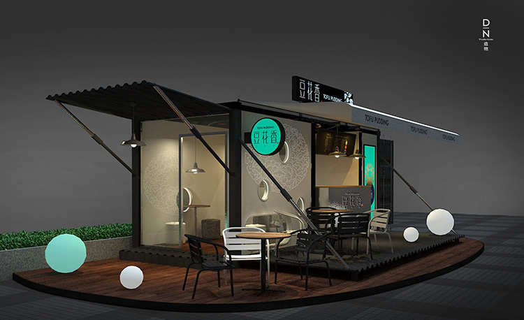Wood Plastic Panel 40GP Coffee Shop Shipping Container