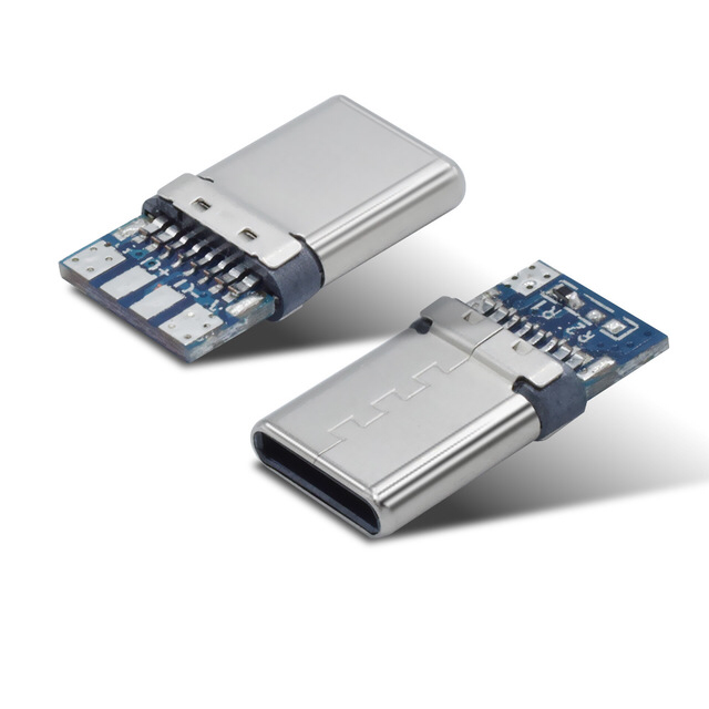 2.0 USB C Male Connector Fast Charging Type With PCB Board Solder