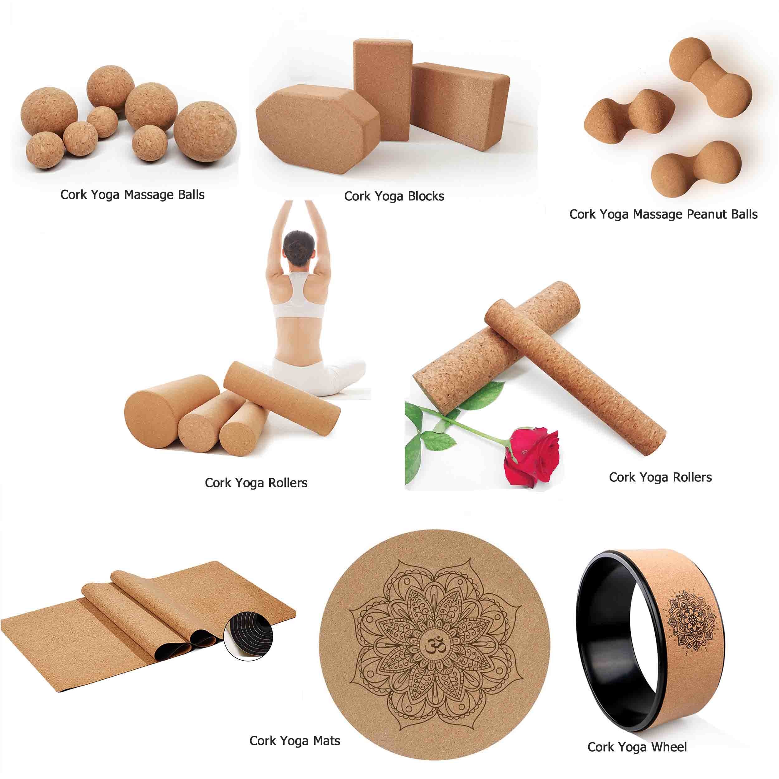 Sweat Absorption Yoga Cork Block Yoga Roller Massage Ball Mat Wheel