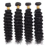 Natural Black Deep Wave Remy Human Hair Bundles Sew In Weave Bundles Brazilian