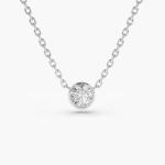 18K 14K 10K Solid Gold Clarity CVD Round Cut Bezel Lab Grown Diamond Necklace
