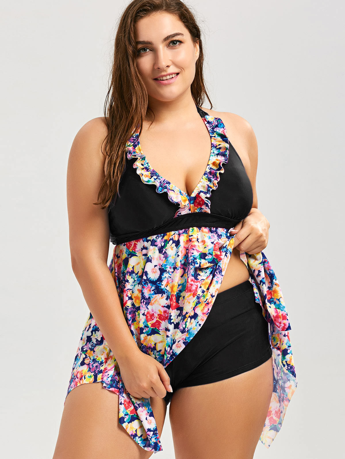 swimwear women bikini Large size swimsuit black dress Beach vacation sexy piece swimsuit fat bikini Increase fertilizer