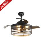 Retractable Blades Industrial Ceiling Fan , Vintage Cage Chandelier Ceiling Fan