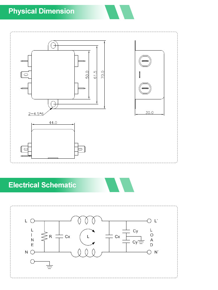 High Quality General Purpose Single Phase AC Power Line FIlter 15A EMI Noise Filter
