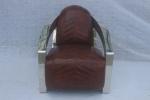 Stainless Steel Antique Leather Armchairs For Leisure Room