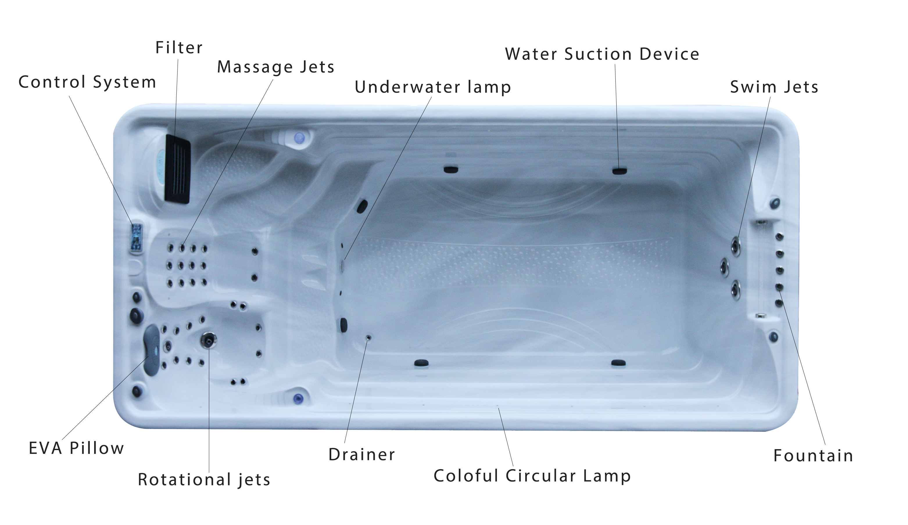 Outdoor Freestanding Swimming Spa Whirlpool Massage Swim Pool Spa
