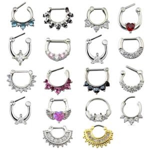 Quality Women Septum Pierced Clicker Jewelry Trendy Septum and Nose Piercing Zircon Nose Hoop Rings Body Piercing Jewelry Septum wholesale