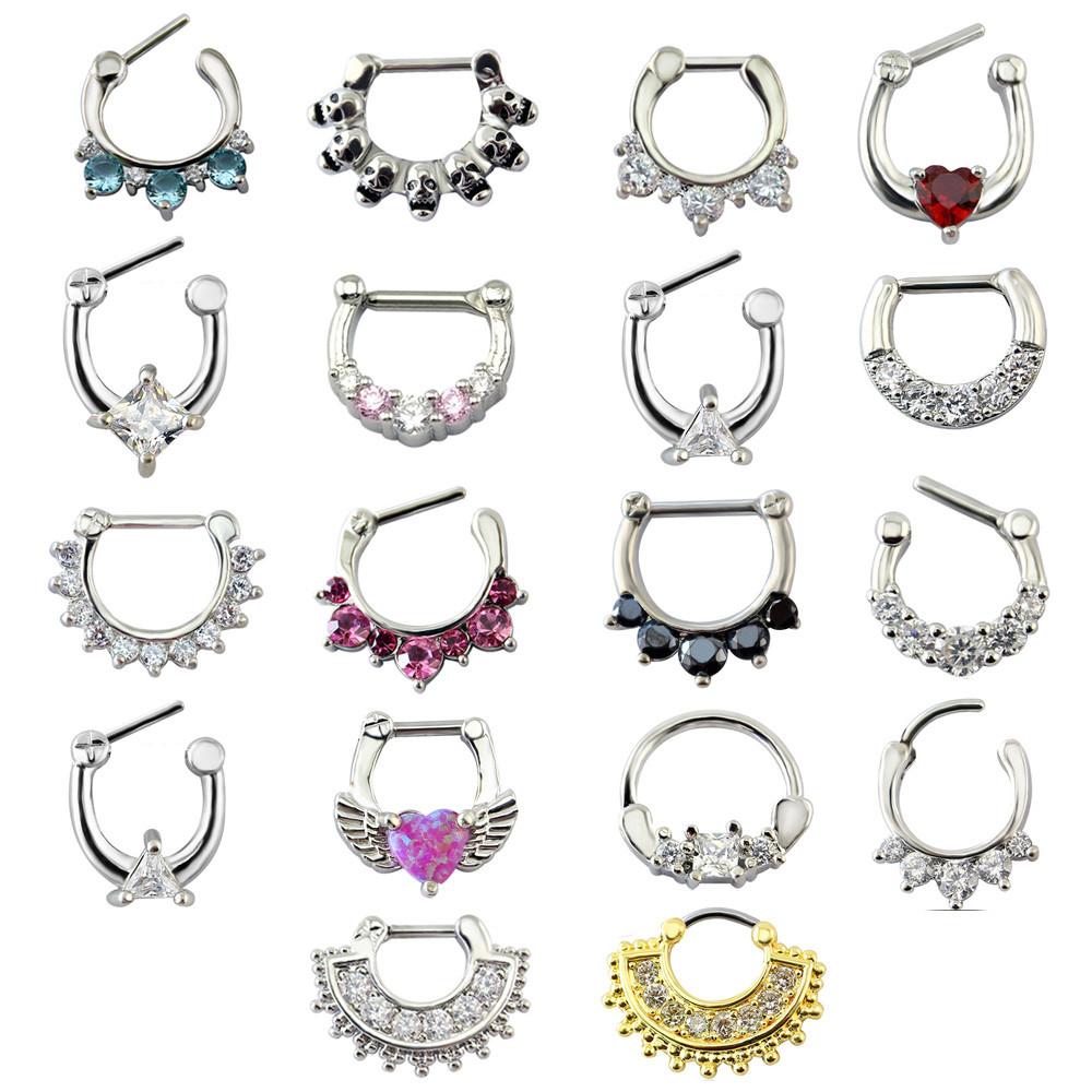 Women Septum Pierced Clicker Jewelry Trendy Septum and Nose Piercing Zircon Nose Hoop Rings Body Piercing Jewelry Septum