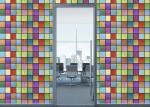 Sunproof Decorative Window Glass Film Colored Squares Pattern