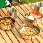 OEM Hiking Picnic Outdoor Cookware Set Stainless Steel Non Stick