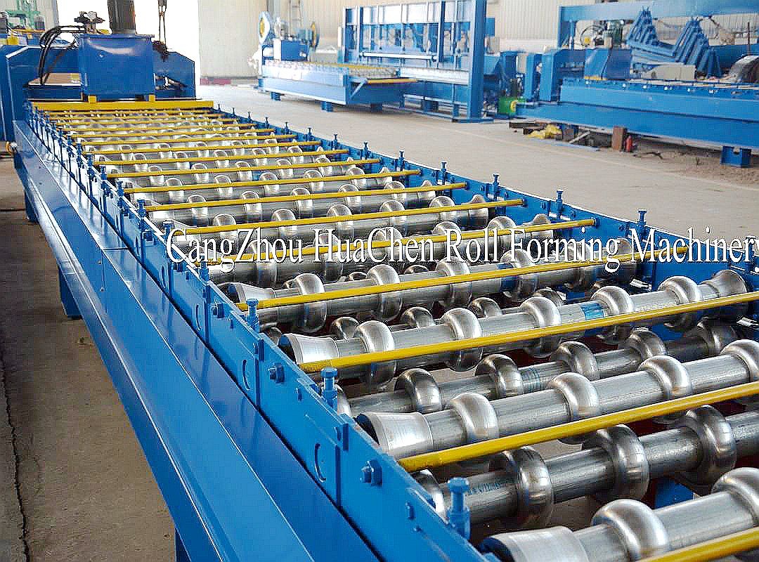 Steel Villa Roof Glazed Tile Roll Forming Machine Blue Double Layer