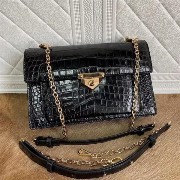 Authentic Crocodile Belly Skin Women Flap Purse Genuine Alligator Leather Lady