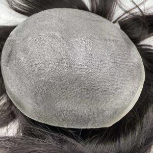 Quality 0.02-0.03mm ultra thin skin 100% human hair replacement human hair toupee hair wig for men wholesale