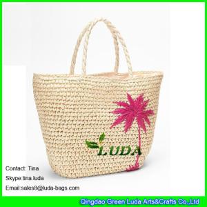 Quality LUDA natural paper straw crochet embroidery tote bag wholesale