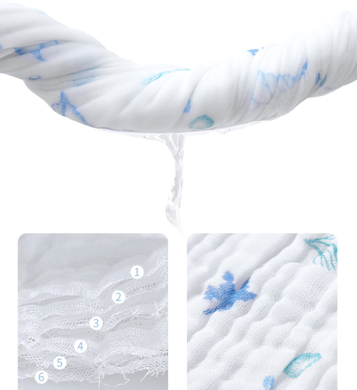 250GSM Crepe 6 Layer Gauze Fabric Lovely Pattern Moisture Absorbing