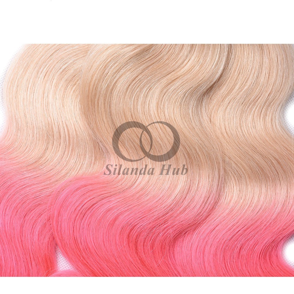 #T1B/613/Pink Body Wave Remy Human Hair Bundles Sew In Weave Bundles Brazilian Bundle Deals