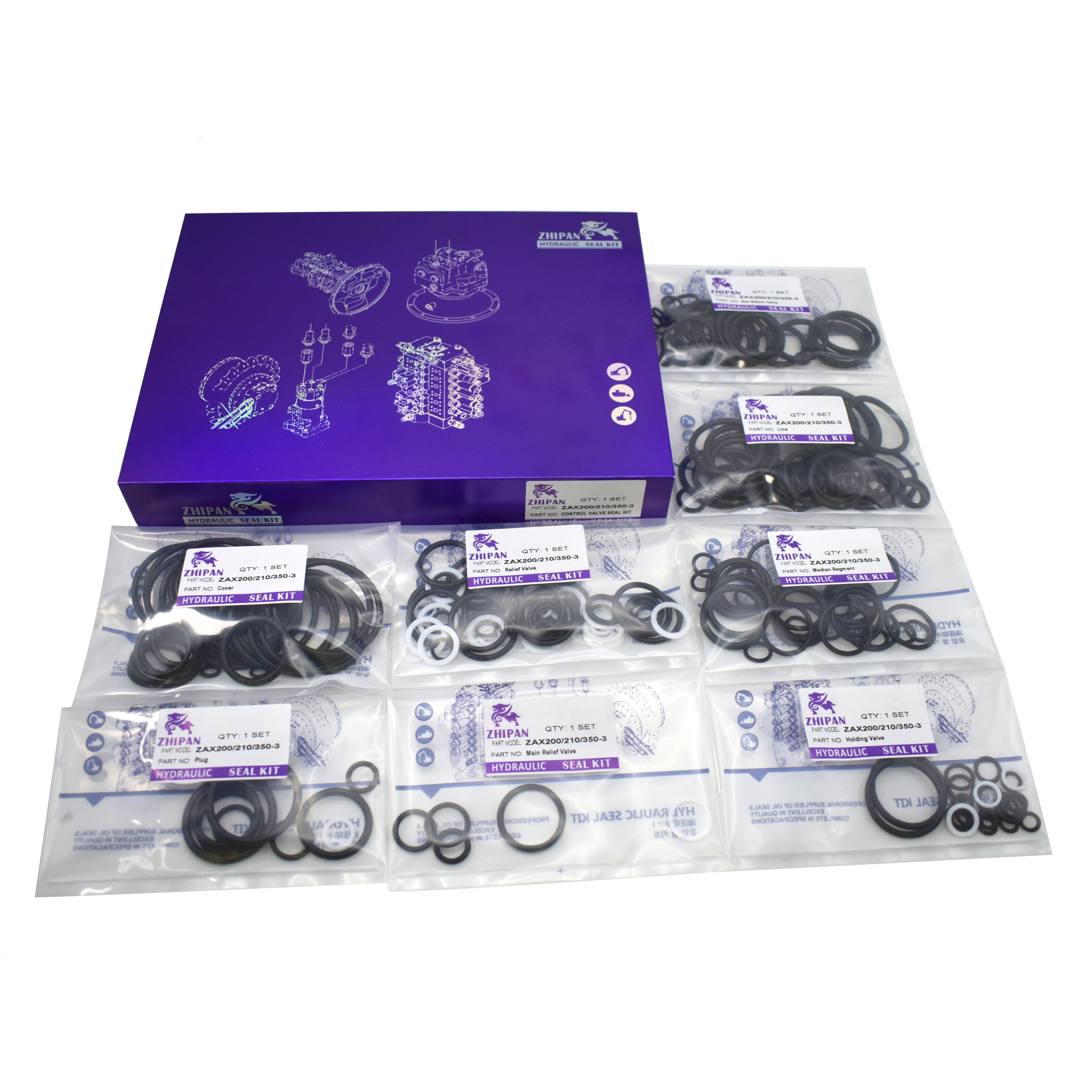 4358914 ZAX200 210 350-3 Control Valve Seal Kit Hitachi Valve O Ring Seal Kit