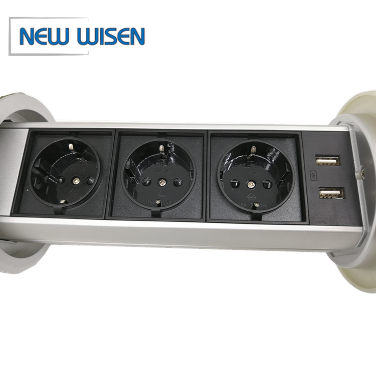 Hidden Electric Grounding Power Outlet Tower Plug Desktop Kitchen Motorised