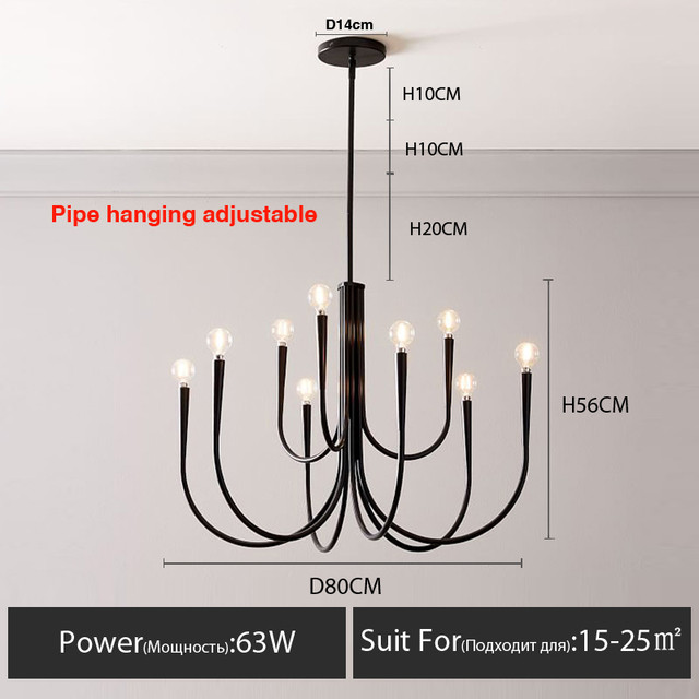 Retro Style Swoop Arm Chandelier Living Room Luxury American pendant lamp best lighting(WH-AP-570)