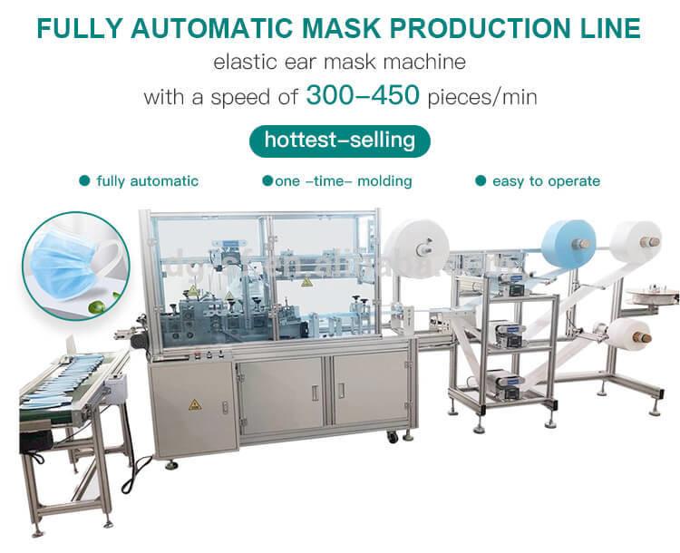 Disposable Non Woven Three Layer Mask Machine High Speed 450pcs/Min
