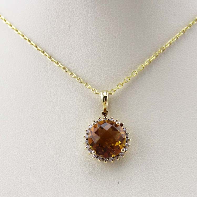 Sterling Silver Cable Chain 10mm Blue Topaz Cubic Zircon Pendant Necklace (PSJ036)