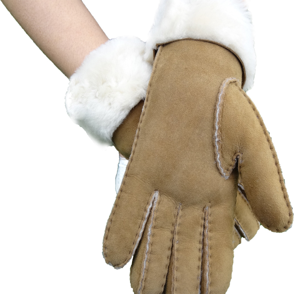 Fashion Ladies Sheepskin Gloves , Ladies Real Leather Gloves Plain Style