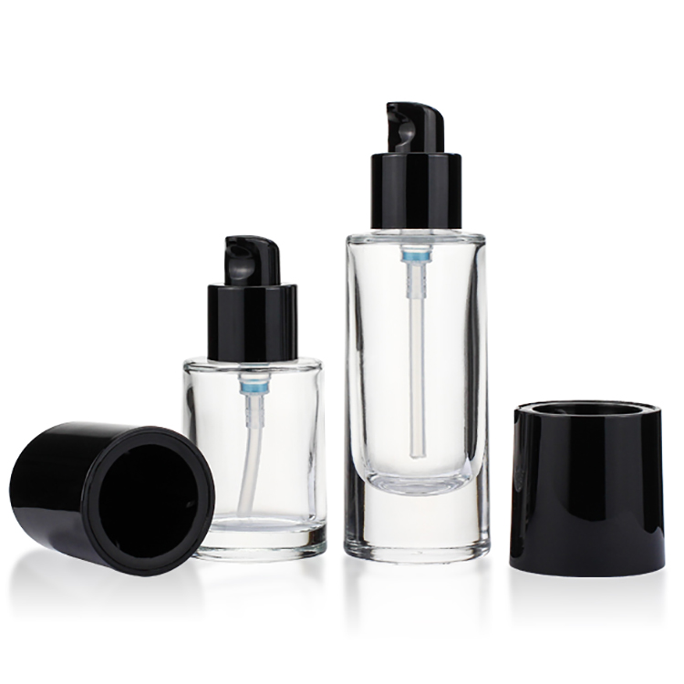 Round Liquid Foundation Bottles Clear 30ml Airless Pump Bottle