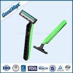 Green / Black Twin Blade Disposable Razor Anti - Drag Blades For Face Body