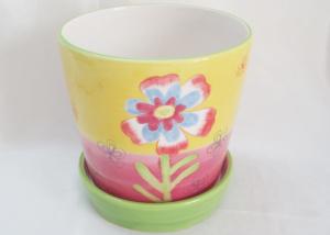 Quality Dolomite Hand Painted Ceramic Planters , Ceramic Flower Planters Earthenware Stoneware wholesale