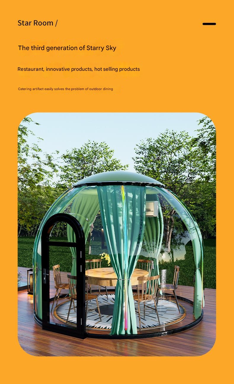 Transparent PC Dome Spherical Dining Room in Steel Structure Bubble House for Star Gazin