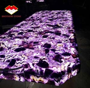 Quality Semi Precious Stone Marble Furniture Amethyst Slab For Sink Basin wholesale